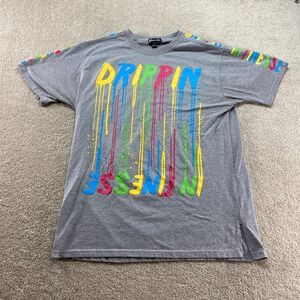 One Color Nation Shirt Mens XL Gray Drippin In‎ Finesse Graphic Paint Drip Tee